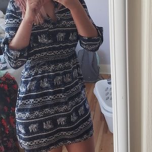 Navy Elephant Print Dress